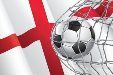 soccer goal and england flag vector 1095840